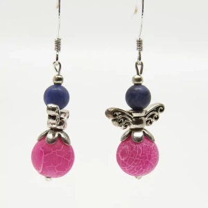 Boucle oreille Lapis-lazuli agate colorée
