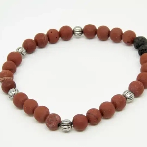 Bracelet en pierre semi-précieuse jaspe rouge