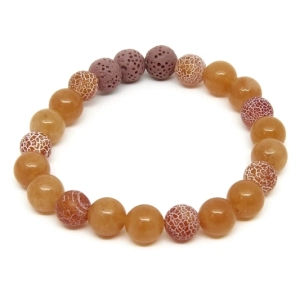 Bracelet en pierre semi-précieuse agate rouge et aventurine