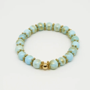 Bracelet en pierre semi-précieuse jade turquoise et or