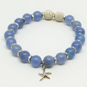 Bracelet en pierre semi-précieuse agate bleue