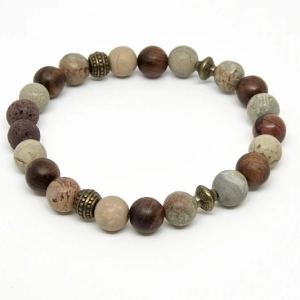 Bracelet en pierre semi-précieuse impression jaspe mat