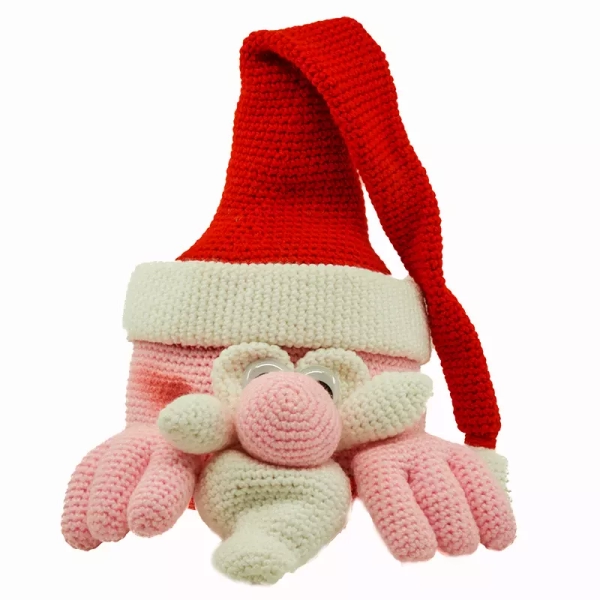 Gnome de Noël Rose au Crochet