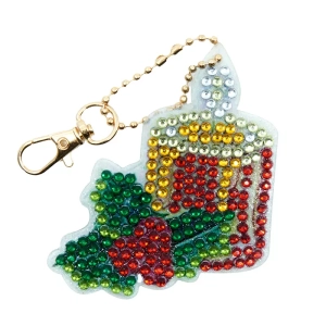 Porte-clés Bougie de Noël en Strass