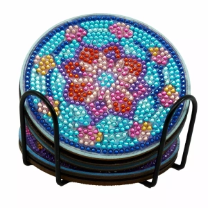 Set de Sous-Verres Motif Floral en Strass