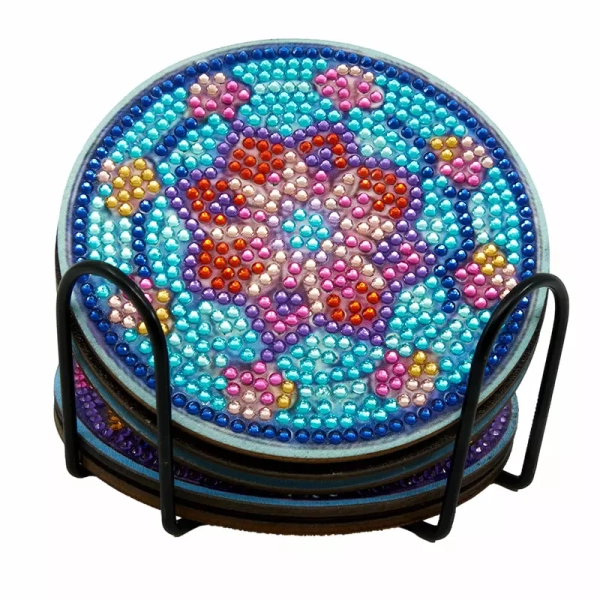 Set de Sous-Verres Motif Floral en Strass