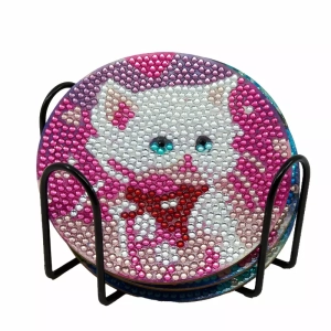 Set sous-verres chat strass